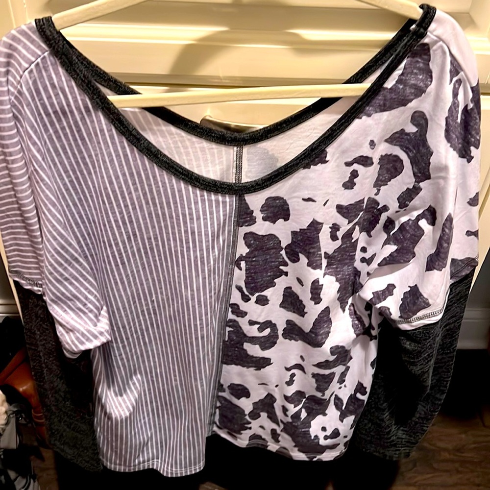 Off the shoulder multi pattern top